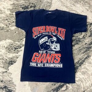 VTG 80s New York Giants T Shirt Sz S Screen Stars Football NFL Super Bowl XXI